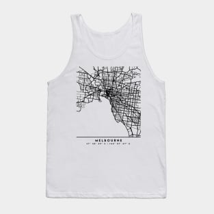 MELBOURNE AUSTRALIA BLACK CITY STREET MAP ART Tank Top